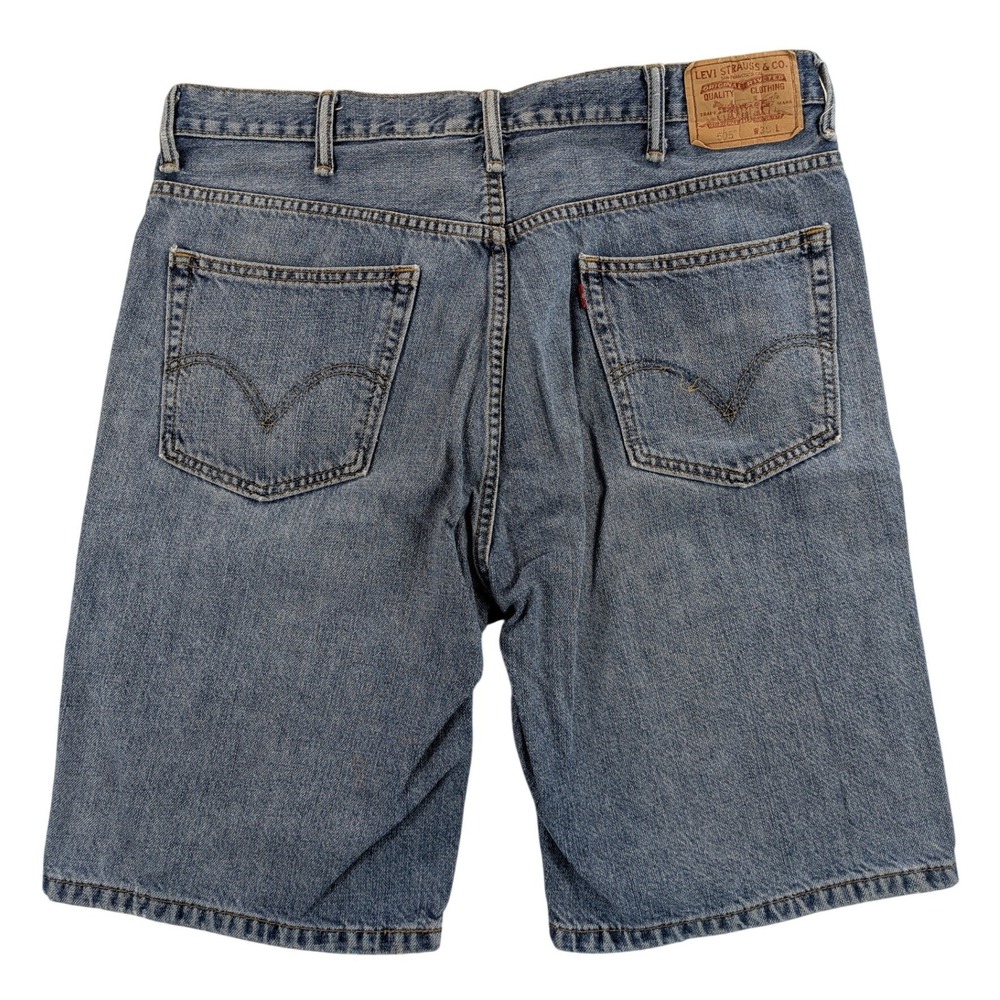 Levis 505 Jean Shorts Mens 38 Straight Fit Distressed Denim Dad Grandpa y2k VTG - Picture 3 of 11